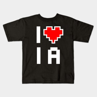 I Love IA - Pixel heart for Iowa gamer Kids T-Shirt